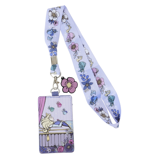 Sleeping Beauty 65th Anniversary Floral Scene Lanyard With Card Holder