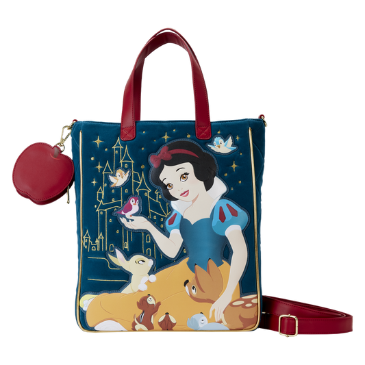 Snow White Classic Apple Quilted Velvet Tote Bag With Coin Bag