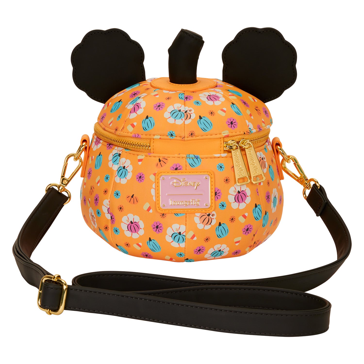 Mickey Mouse Floral Pumpkin Head Glow Figural Crossbody Bag 3