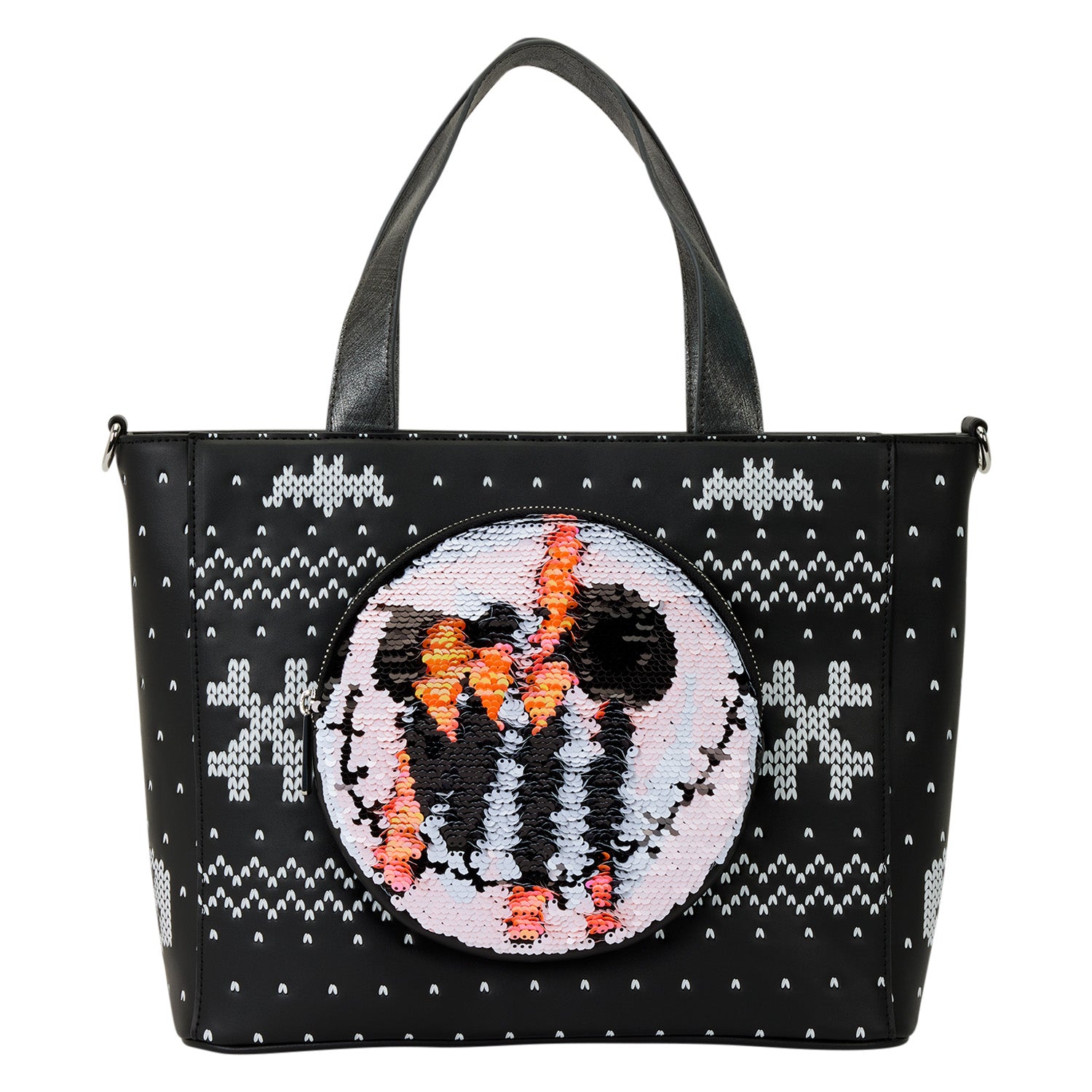Jack Skellington Reversible Sequins Tote Crossbody Bag with Coin Bag