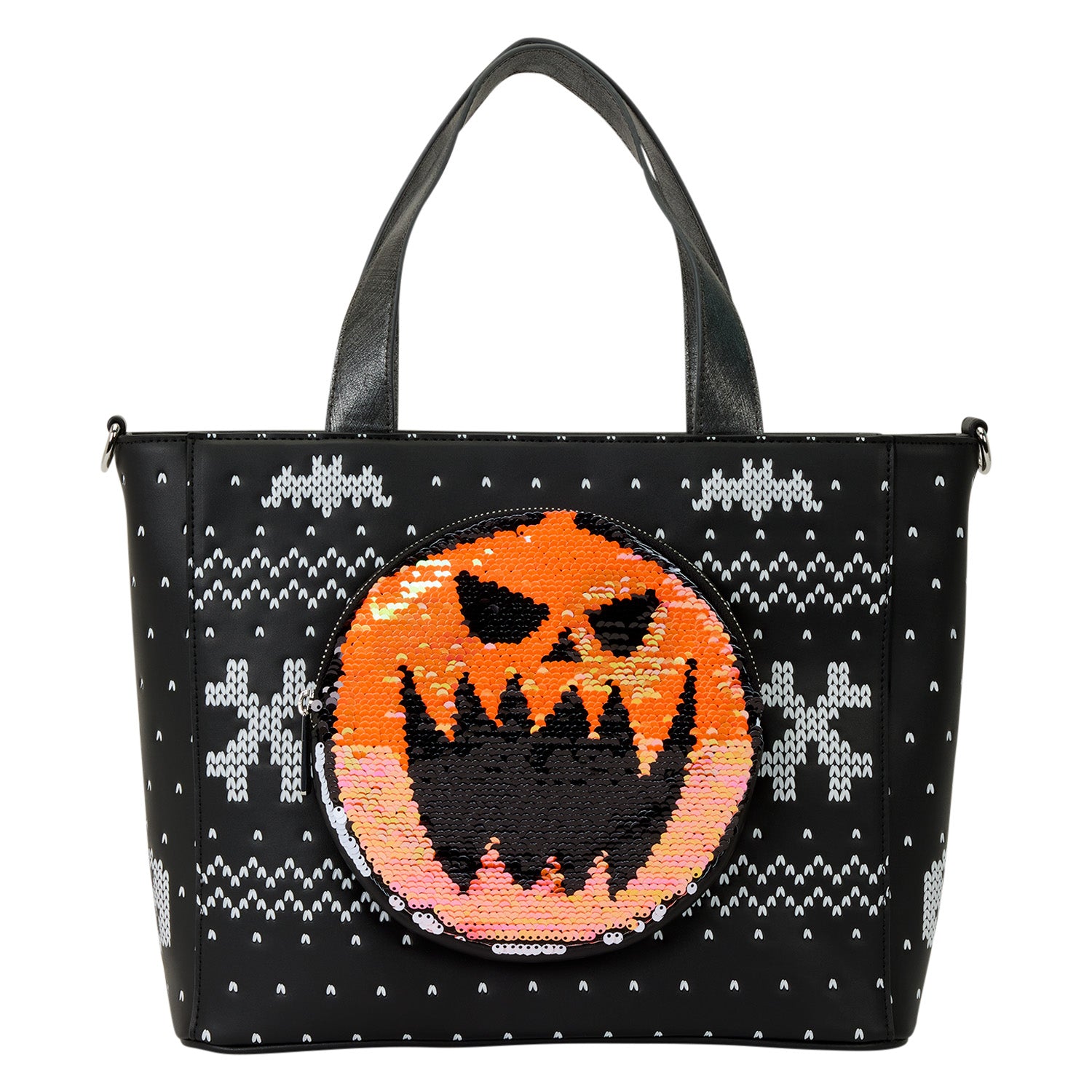 Jack Skellington Reversible Sequins Tote Crossbody Bag with Coin Bag 3