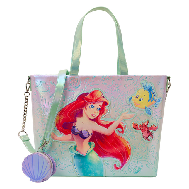 The Little Mermaid Ariel & Flounder Tote Bag with Coin Bag
