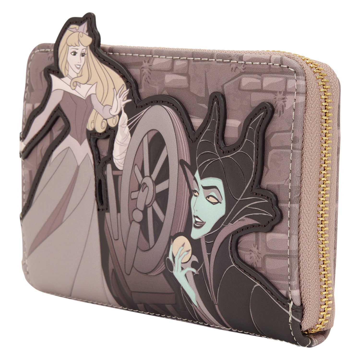 Disney Sleeping Beauty Spinning Wheel Zip Around Wallet