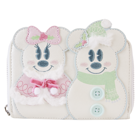 Mickey & Minnie Pastel Snowman Zip Around Wallet