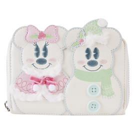 Mickey & Minnie Pastel Snowman Zip Around Wallet