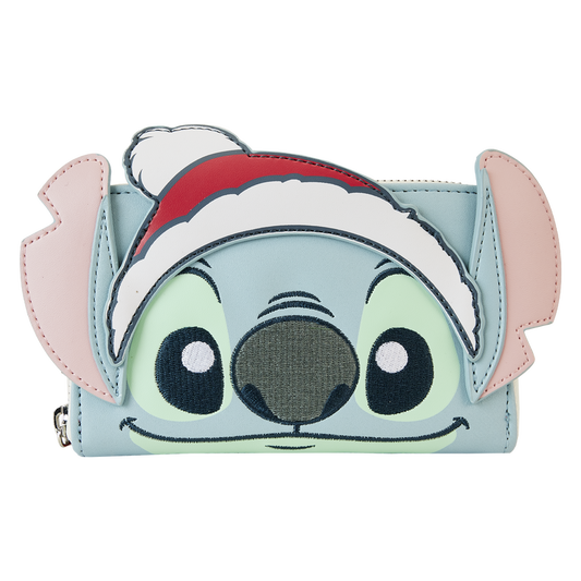 Stitch Holiday Glitter Zip Around Wallet