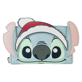 Stitch Holiday Glitter Zip Around Wallet