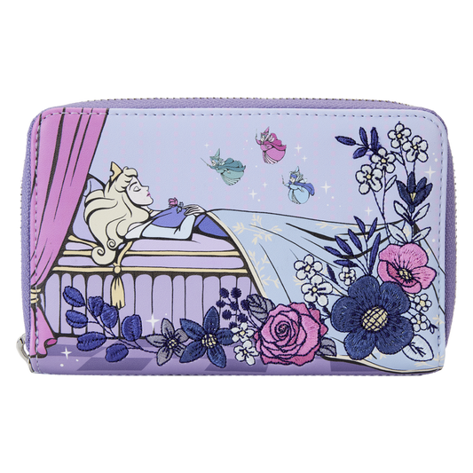 Sleeping Beauty 65th Anniversary Floral Scene Zip Around Wallet