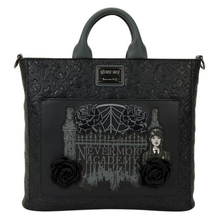 Wednesday Black Roses Convertible Backpack & Tote Crossbody Bag