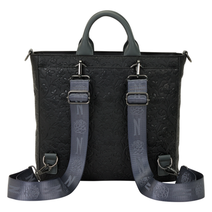 Wednesday Black Roses Convertible Backpack & Tote Crossbody Bag