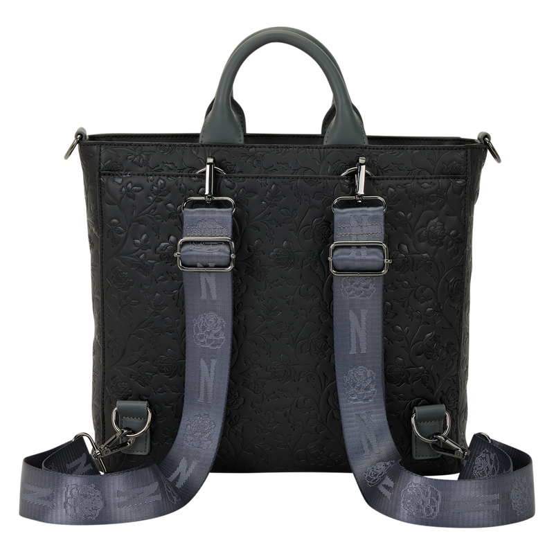 Wednesday Black Roses Convertible Backpack & Tote Crossbody Bag 3