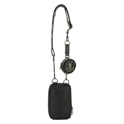 Wednesday Black Roses Cell Phone Crossbody Bag with Coin Bag