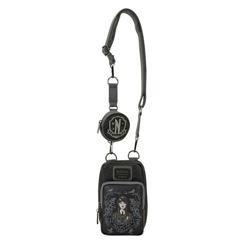 Wednesday Black Roses Cell Phone Crossbody Bag with Coin Bag 4