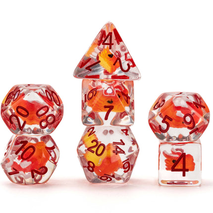Dragon Storm Inclusion Resin Dice Set: Red Dragon