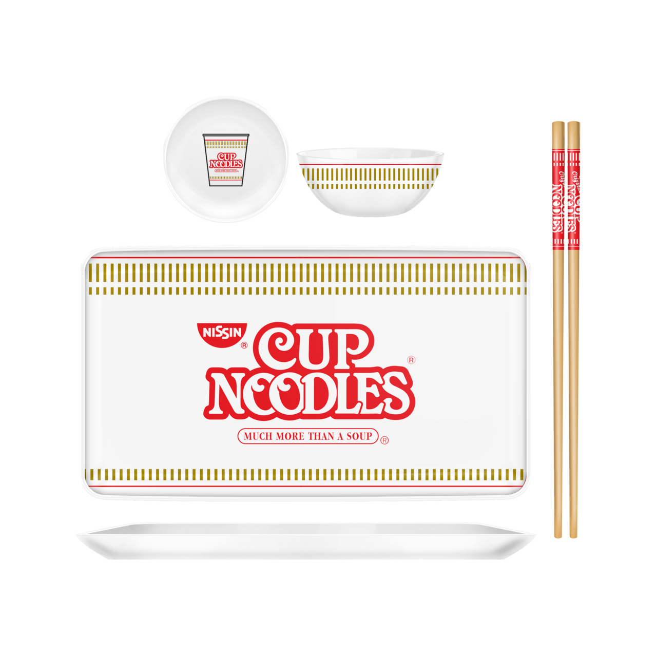 Nissin Cup Noodles Classic Logo Boxed 3pc Ceramic Sushi Set