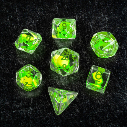 Dragon Storm Inclusion Resin Dice Set: Green Dragon