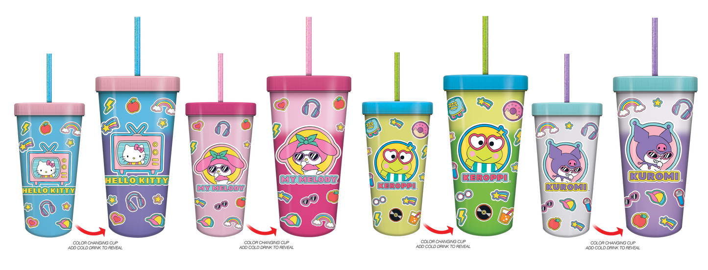 Hello Kitty 24oz 4 pack Color Change Plastic Tumbler