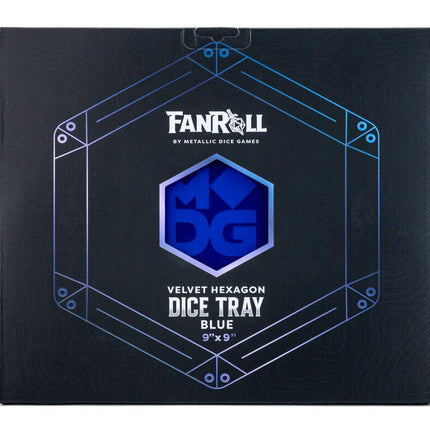 Hexagon Fold Down Dice Tray with Premium Box Packaging: Blue