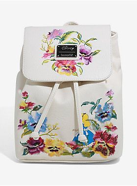 Alice in Wonderland Embroidered Floral Mini Backpack  & Wallet