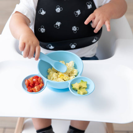 Silicone First Feeding Set: Mickey Mouse Light Blue