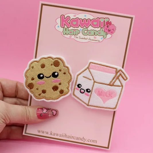 Kawaii Milk and Cookie Kawaii Hair Clip Set