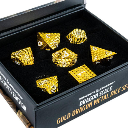 D&D Officially Licensed Dragon Scale Metal Dice Set: Gold