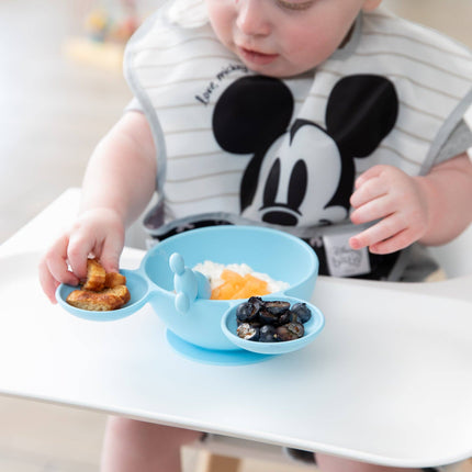 Silicone First Feeding Set: Mickey Mouse Light Blue