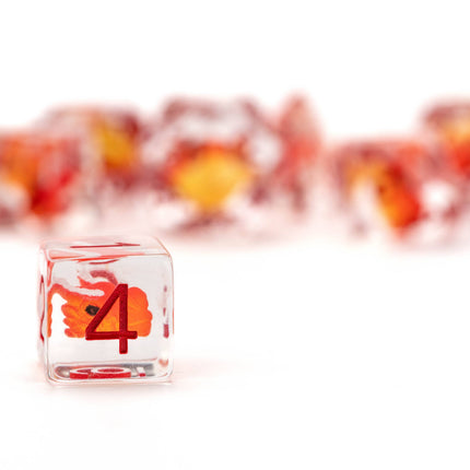 Dragon Storm Inclusion Resin Dice Set: Red Dragon