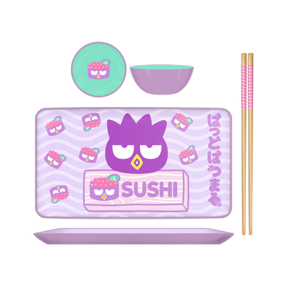 Sanrio Badtz Maru Sushi Face 3pc Ceramic Sushi Set- Boxed