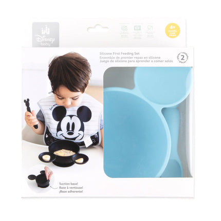 Silicone First Feeding Set: Mickey Mouse Light Blue