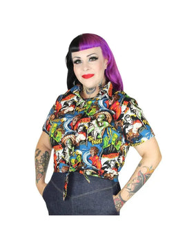 Hollywood Monsters Crop Top Horror Knot Top