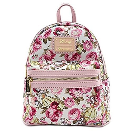 Beauty and the Beast Belle Character Floral Mini Print Backpack Bundle