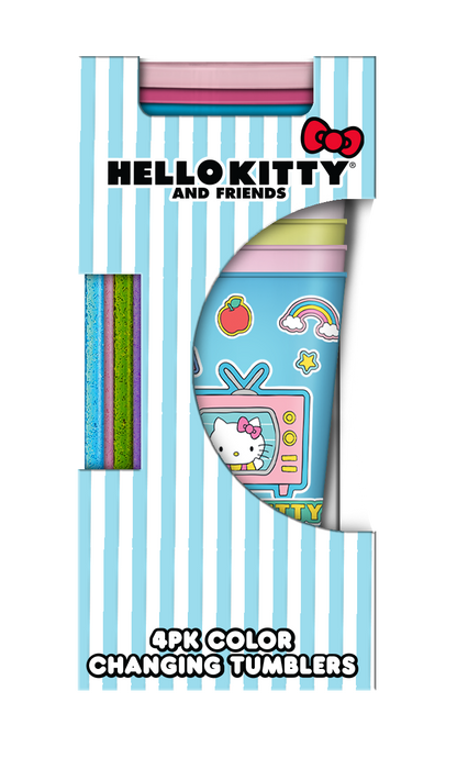 Hello Kitty 24oz 4 pack Color Change Plastic Tumbler