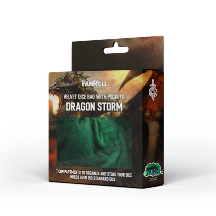 Dragon Storm Velvet Compartment Dice Bag Green Dragon Scales