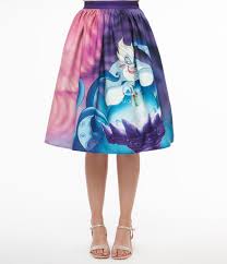 Disney Princess collection by Unique Vintage Ursula & Princess Ariel Print Gellar Swing Skirt