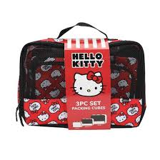 Hello Kitty Packing Cubes with Red AOP and Black Accents 3pc Set