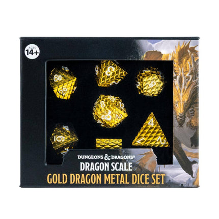 D&D Officially Licensed Dragon Scale Metal Dice Set: Gold