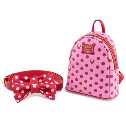 Pink and Red Polka Dot Mini Backpack & Wallet