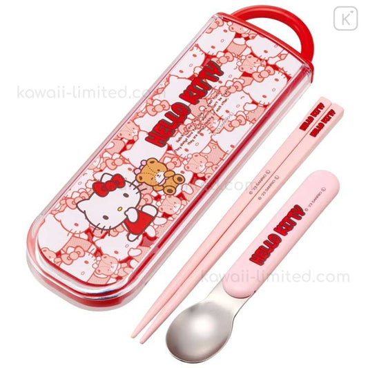 Hello Kitty / Bear Japan Sanrio Chopsticks 16.5cm & Spoon with Case