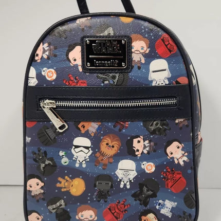 Disney Star Wars AOP Chibi Loungefly Luke Leia Mini Backpack