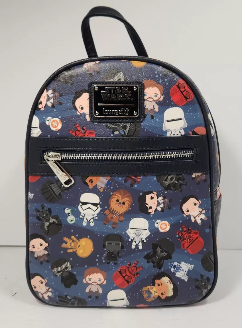 Disney Star Wars AOP Chibi Loungefly Luke Leia Mini Backpack
