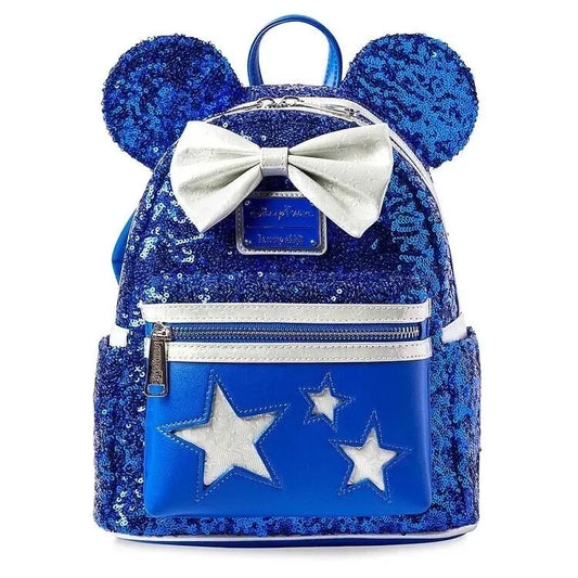 Disney Parks Wish Loungefly Blue Sequin Mini Backpack Stars Wishes Come True