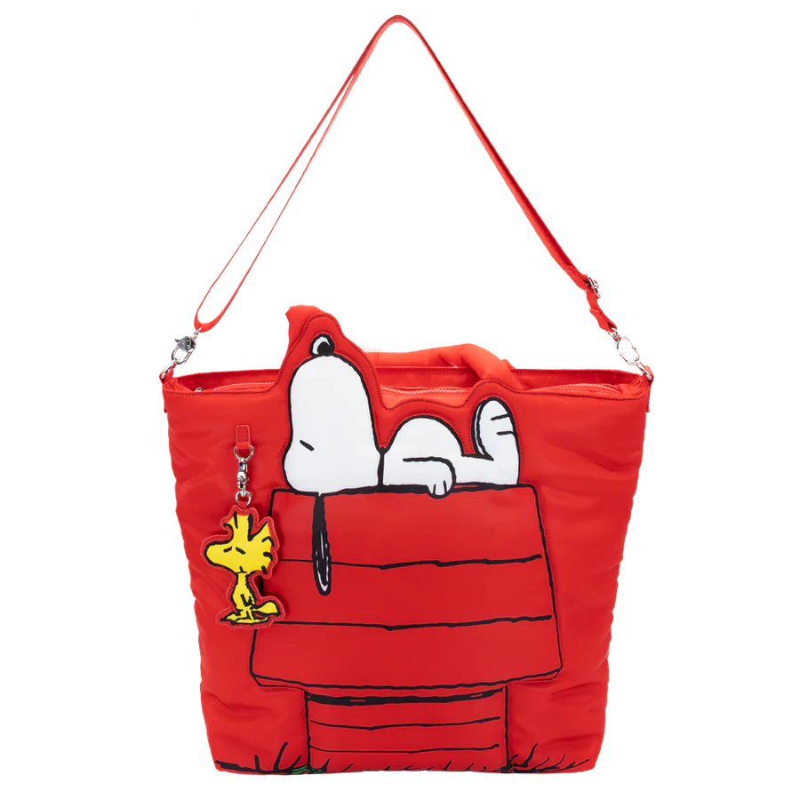 Peanuts Snoopy House Nylon Padded Tote Bag w/ Charm
