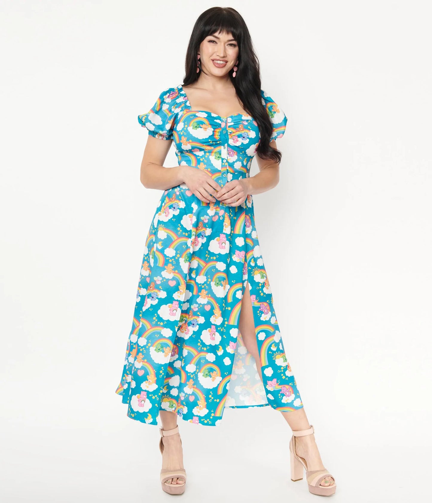 Care Bears x Unique Vintage Daydream Print Midi Dress