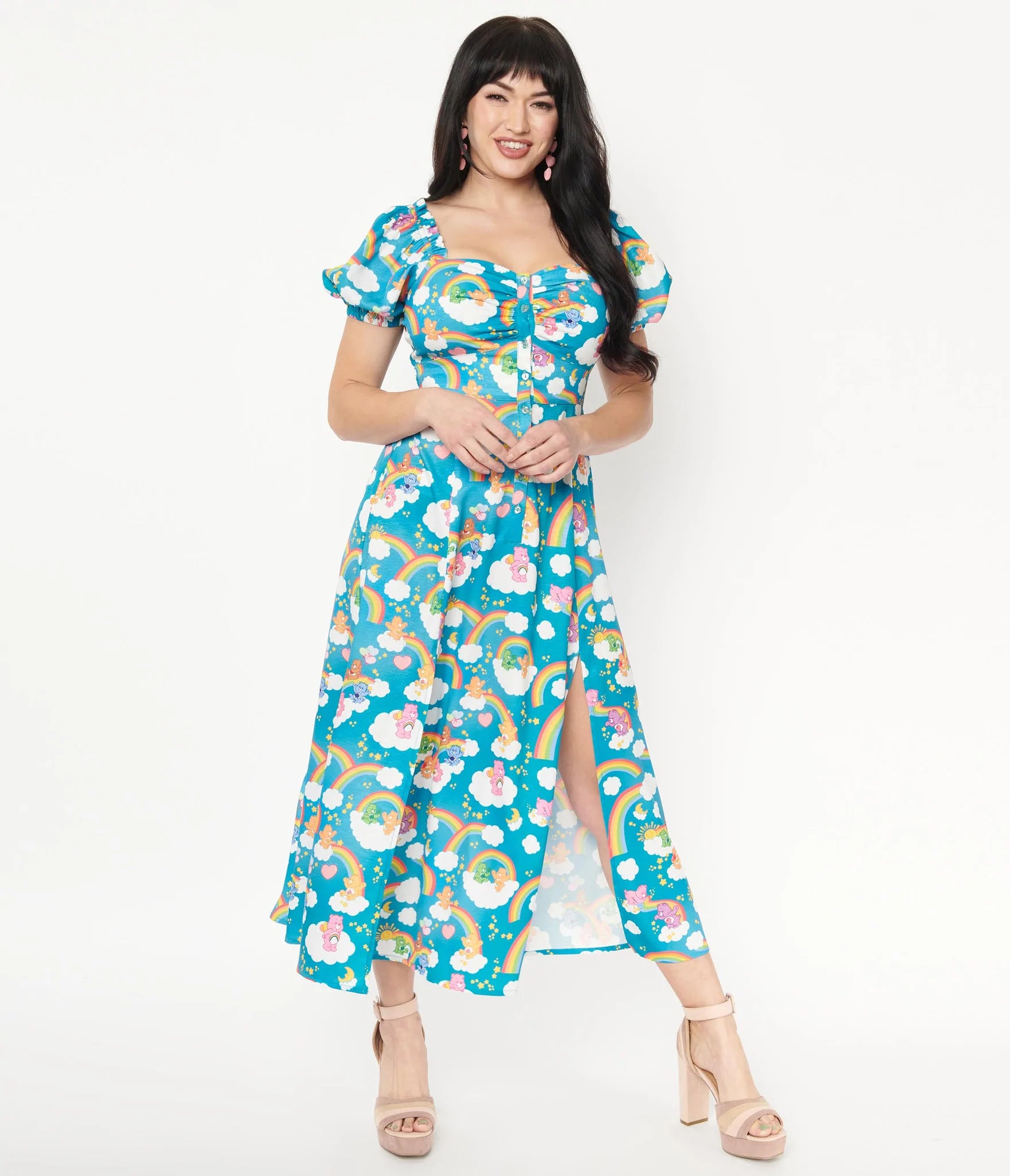 Care Bears x Unique Vintage Daydream Print Midi Dress