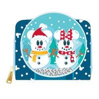 Disney Snowman Mickey Minnie Snow Globe Zip Around Wallet