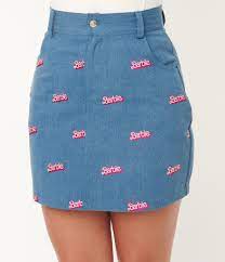 Barbie x Unique Vintage Barbie Logo Denim Mini Skirt